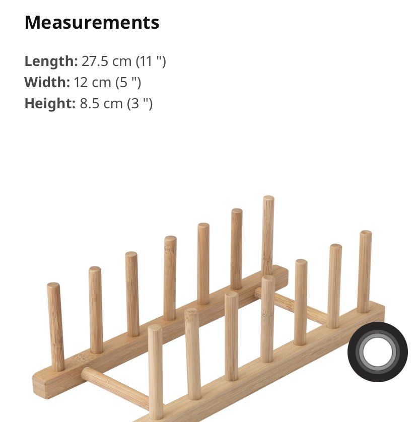 Ikea Wooden Plate Organizer (Category: Other Kitchenware & Tableware) located in Makati City. Submitted by linya.ph (Listing ID 1230656950, Image 3). Description: Dimension on the photo Brand new.
