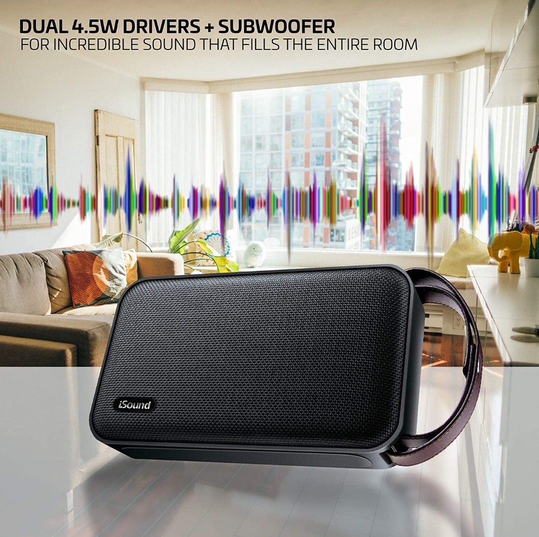 ISound HIFI LUXE Leather Strap Built in Speaker Phone subwoofer
