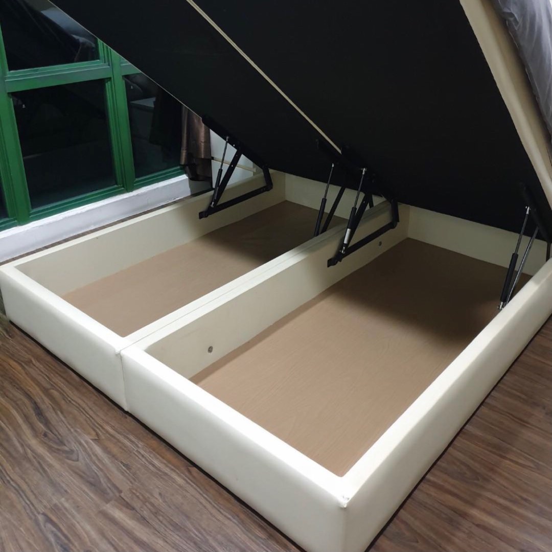 King Size Leather Bed Frame Storage Bed with semi automatic lifting