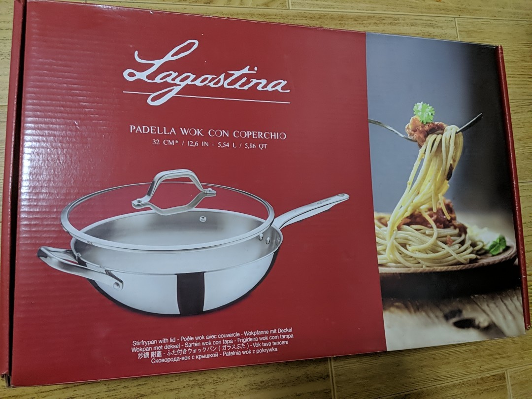 Lagostina Padella 32cm Wok Stirfry pan Stainless, Furniture & Home Living,  Kitchenware & Tableware, Cookware & Accessories on Carousell