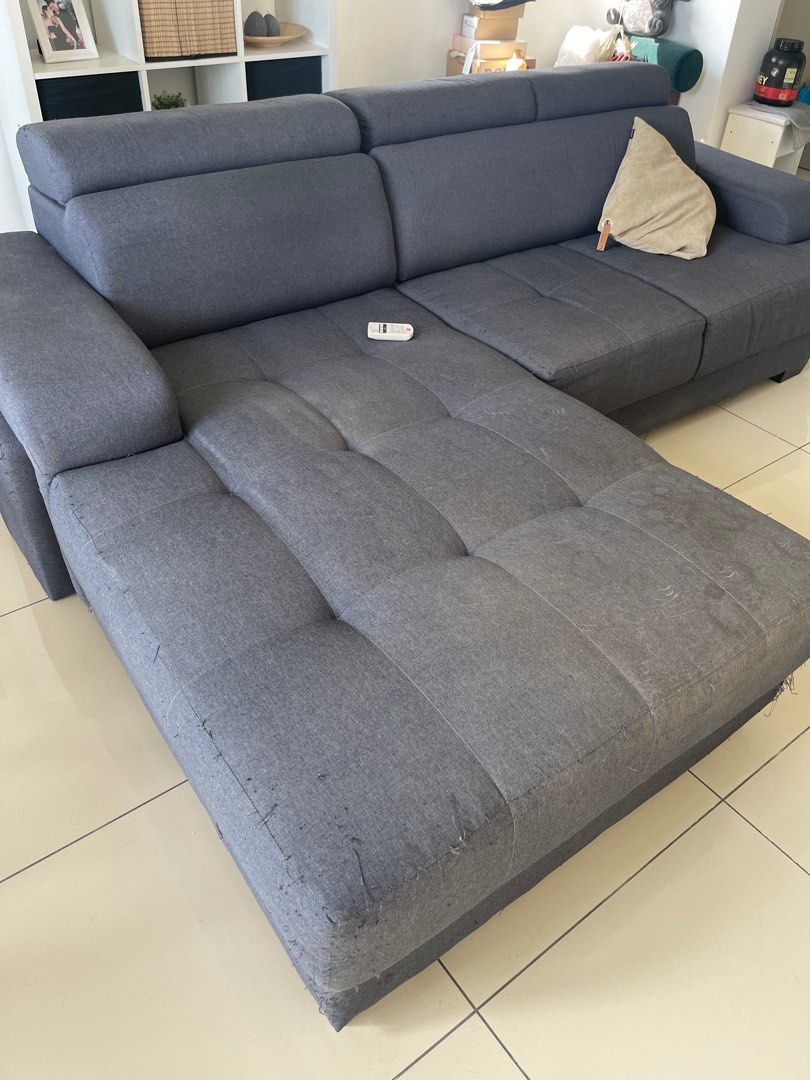 Large L Shape Sofa with detachable 4 stools, Furniture & Home Living