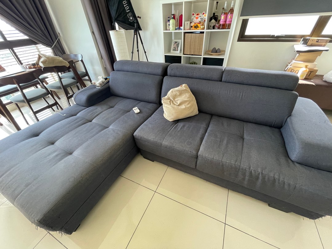 Large L Shape Sofa with detachable 4 stools, Furniture & Home Living