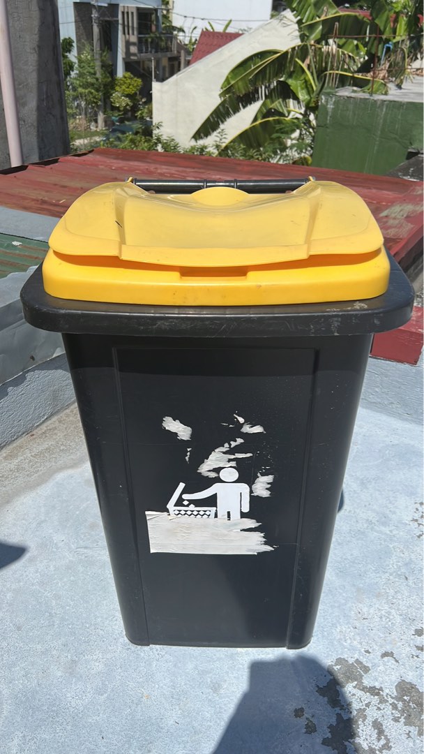 LARGE Yellow Trash Bin on Carousell