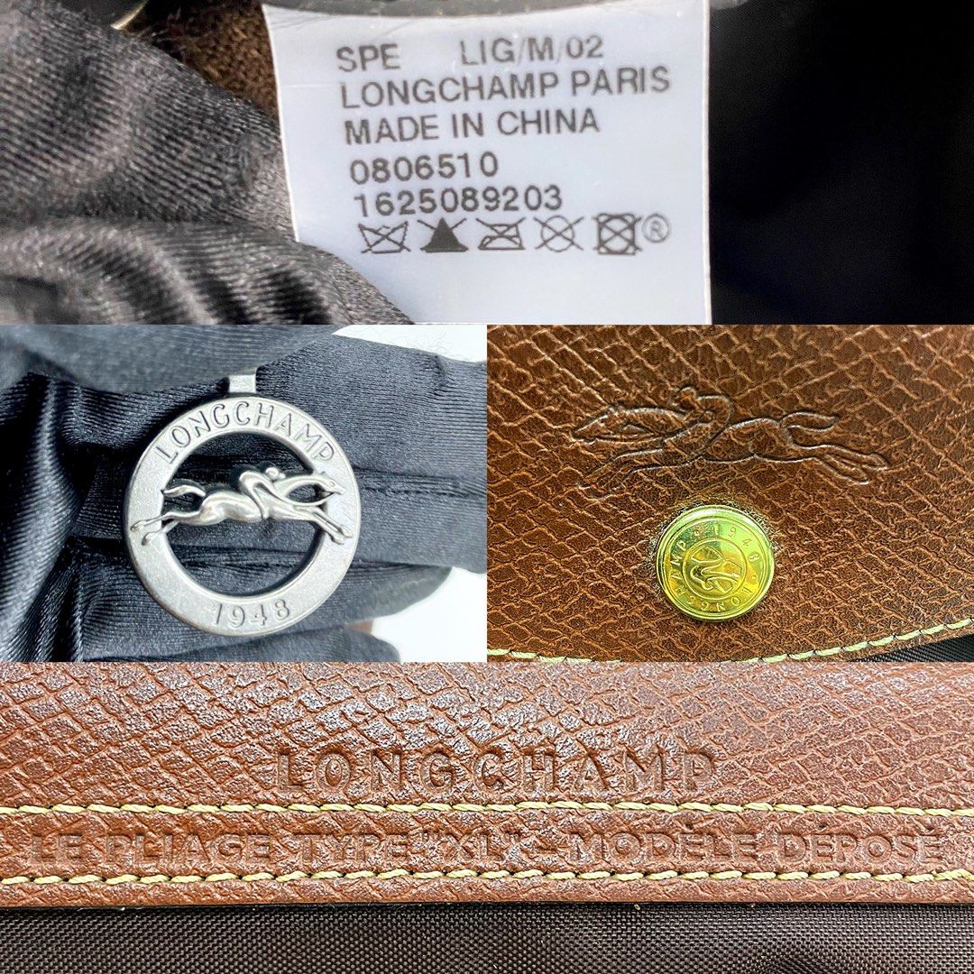 LONGCHAMP BROWN NYLON LARGE HANDBAG 237013454 !, Women's Fashion