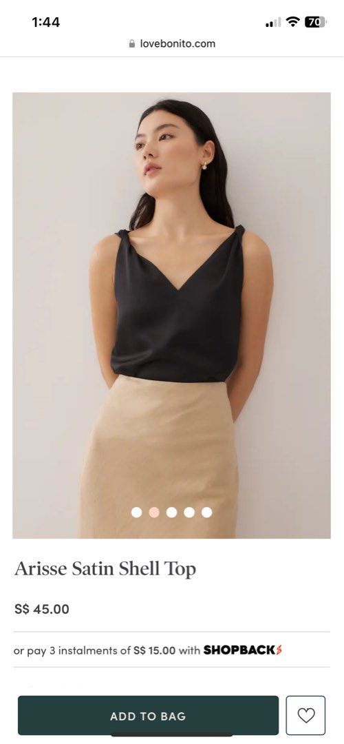 Satin shell blouse top