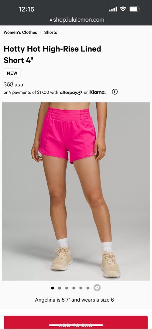 New Lululemon Hotty Hot Skirt HR 4 Liner Shorts Sonic Pink Size 4