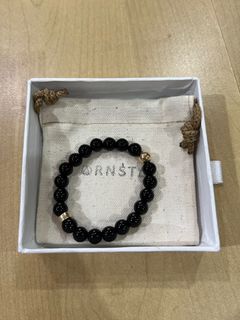 Luxury black bracelet with gold healing stones ORNSTAL