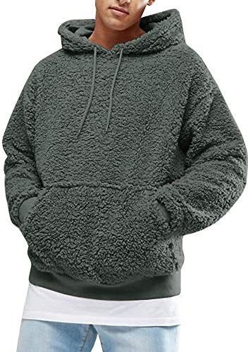 Mens green furry hoodie with zipper Men s Fashion Coats Jackets