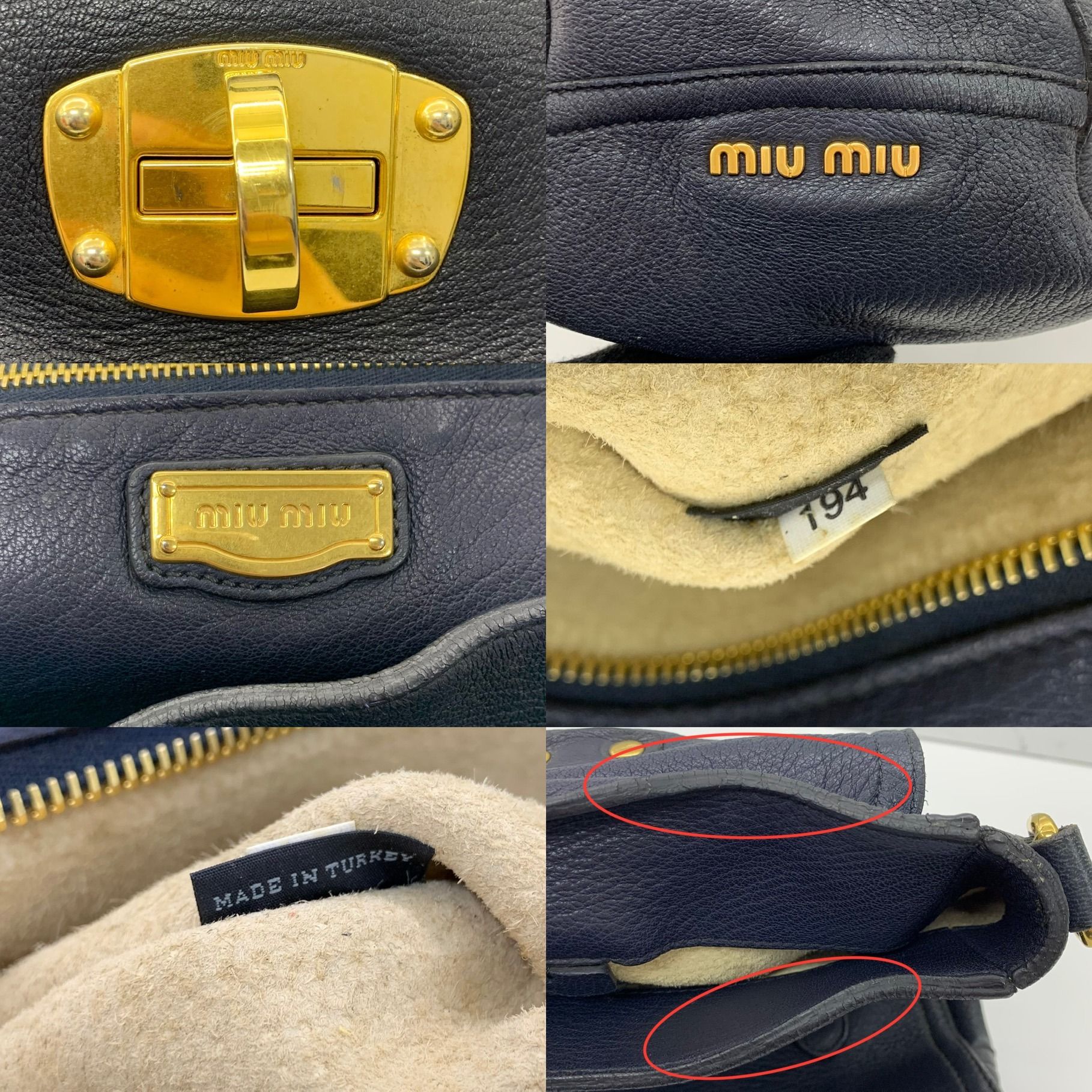 Miu Miu cowhide leather 2 Way Shoulder silver buckle handle shoulder bag  blue