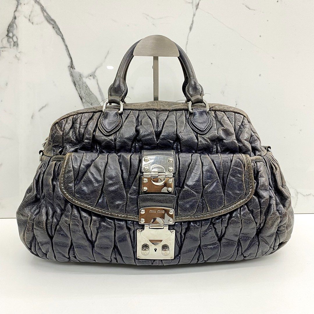 MIU MIU MATELASSE TWO WAY LEATHER BAG, Luxury, Bags & Wallets on Carousell