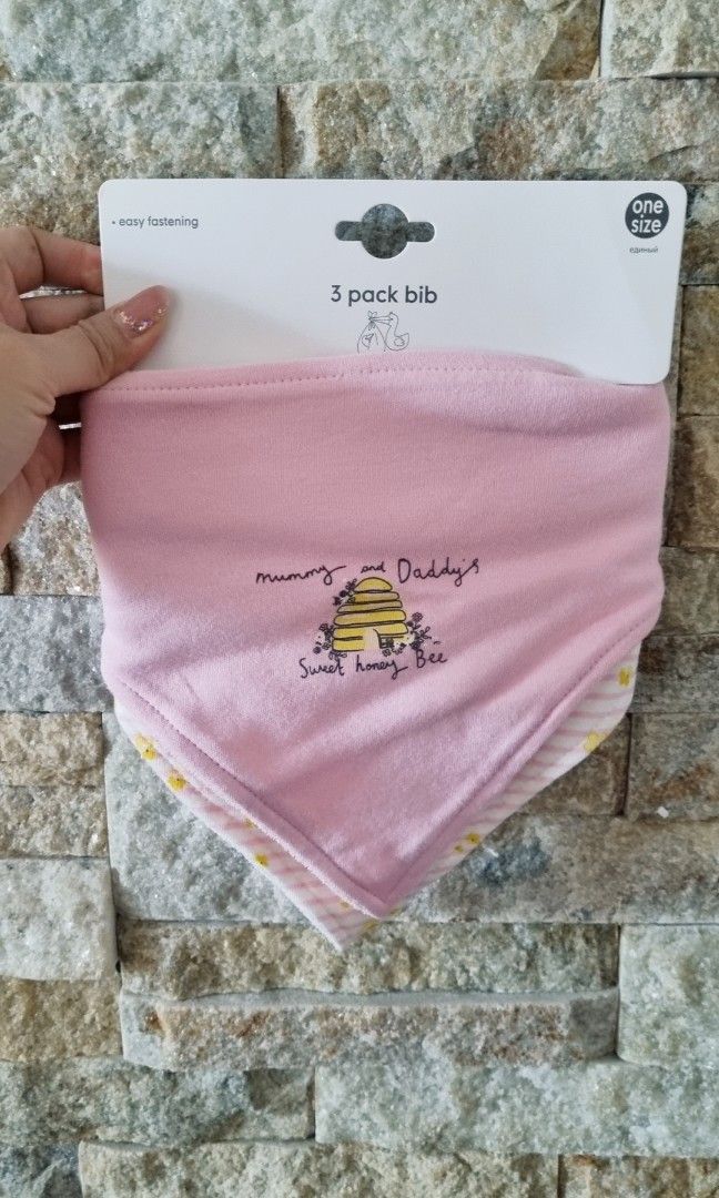 Mothercare Toddler Bib Pk3 Pink Clay