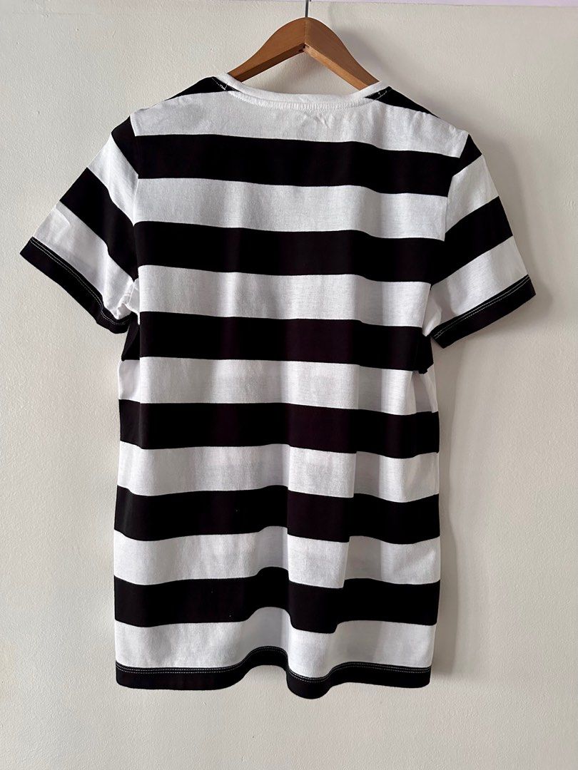 MUJI] Black White Stripes Tshirt, Women's Fashion, Tops, Other