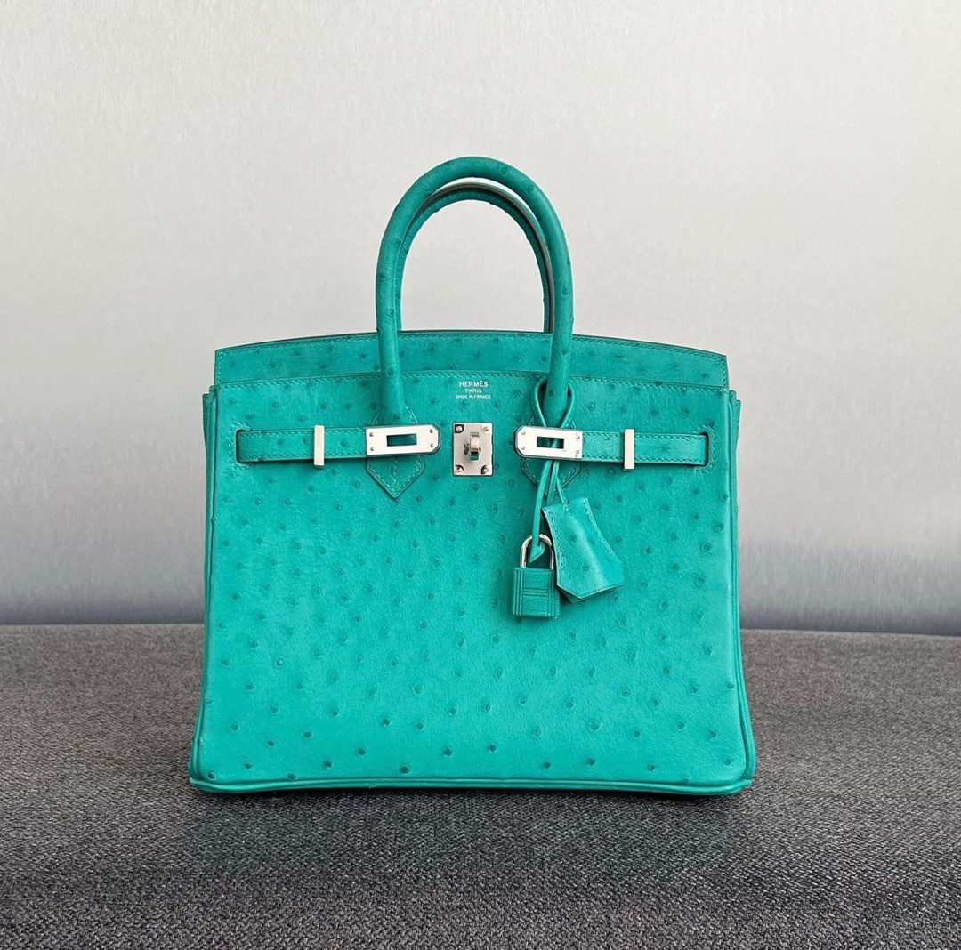 Hermes Birkin 25 Vert Verone Ostrich Gold Hardware