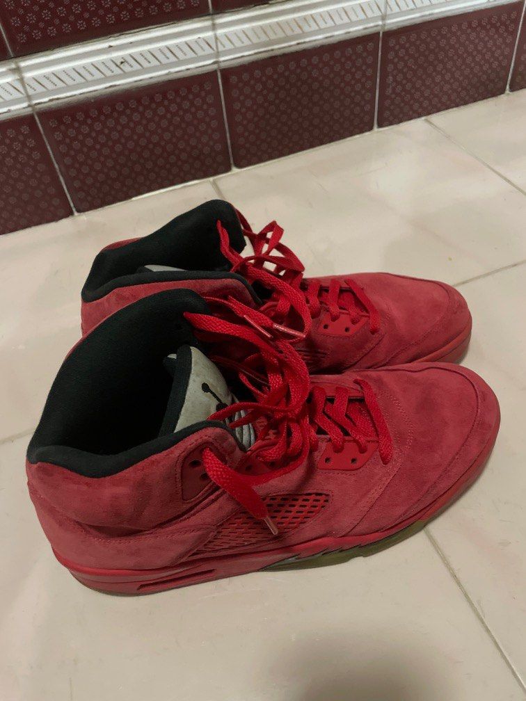 Nike air jordan hot sale 5 retro red suede