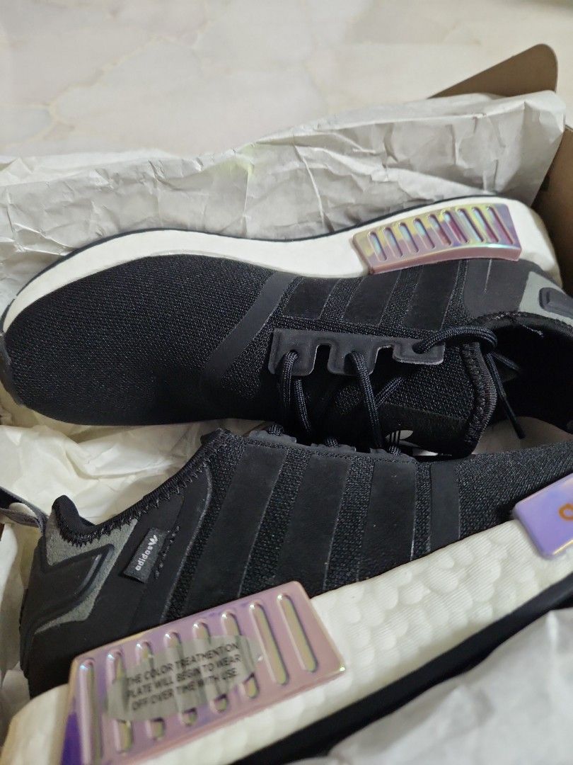 Adidas NMD R1 W Black shoes with holographic, Women's Fashion, Footwear,  Sneakers on Carousell