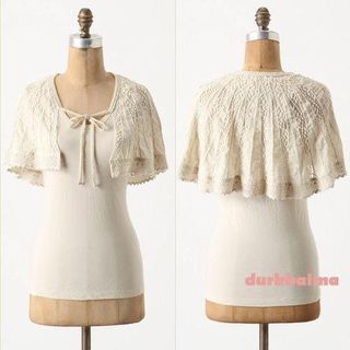 NWT Anthropologie With Wings Cream Vintage Look Lace Cape Tank Was USD68 UK M L