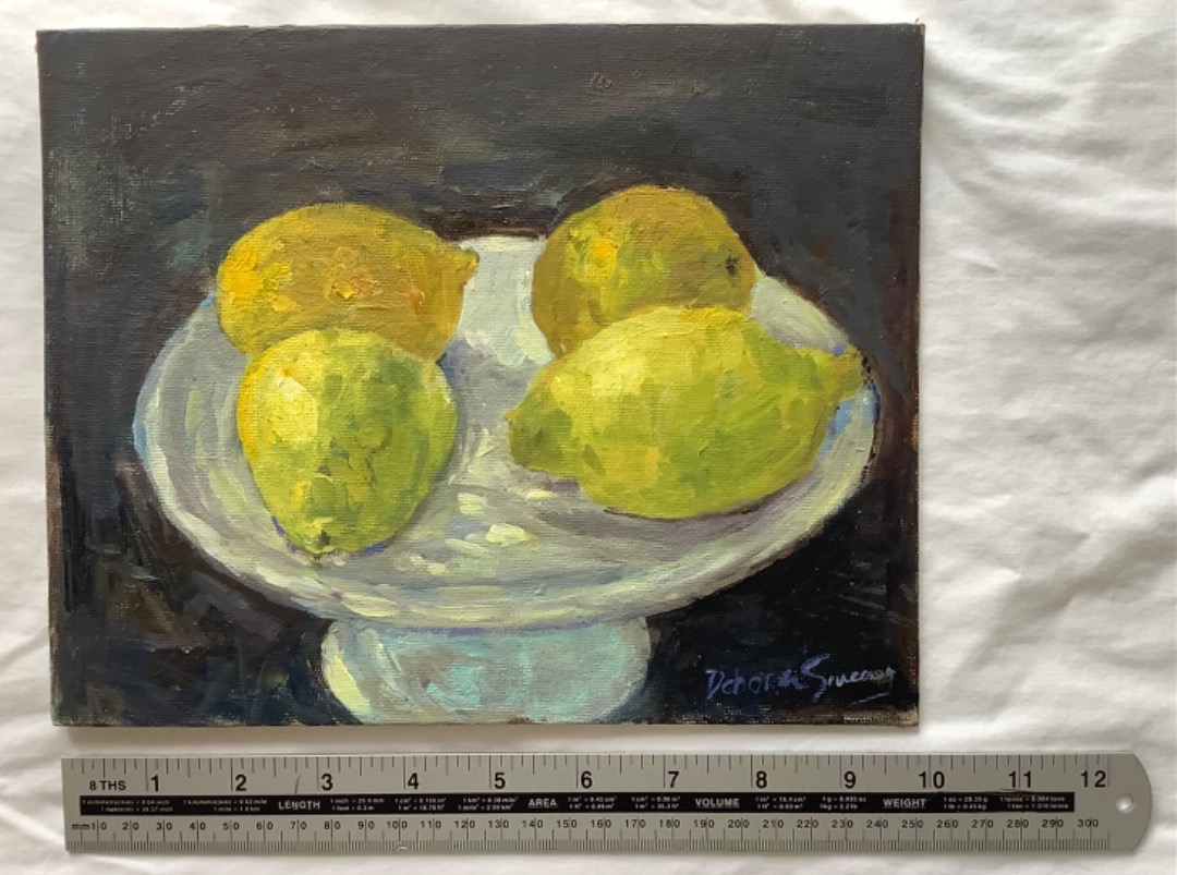 Original oil painting Still Life with Lemons Deborah Sweeney, English ...