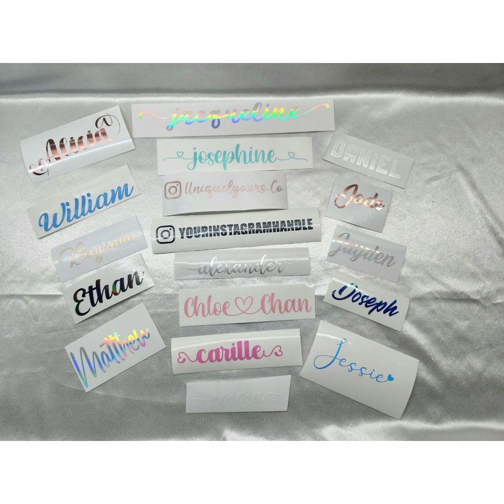 Personalised shop name stickers