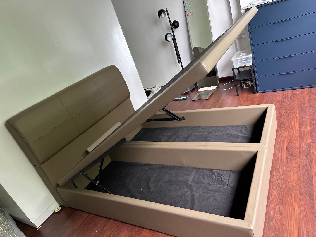 Queen Bed Frame with storage and Headbord, Furniture & Home Living