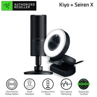 RAZER Kiyo Full Camera Control 4MP with Ringlight PC Webcam Seiren X(Combo Bundle)