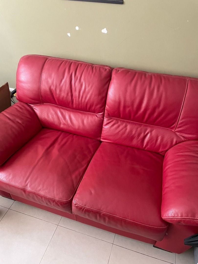 Red Color Sofa Almost New, Furniture & Home Living, Furniture, Sofas