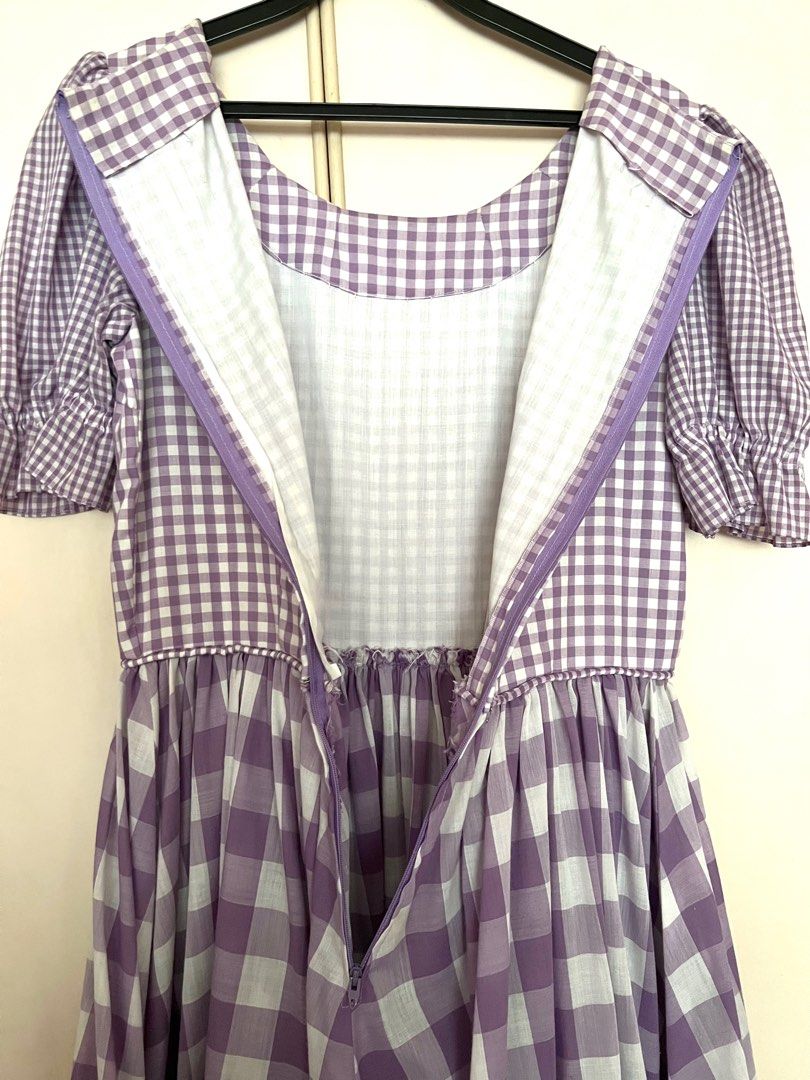 Purple Gingham Wrap Active Romper Dress