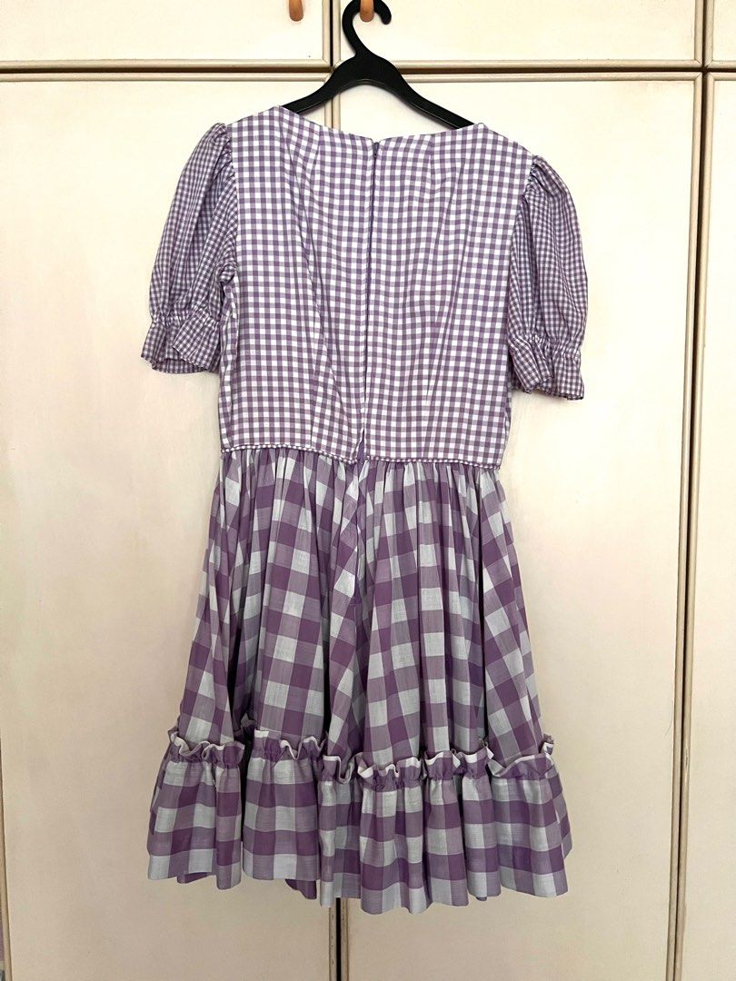 Purple gingham dress top