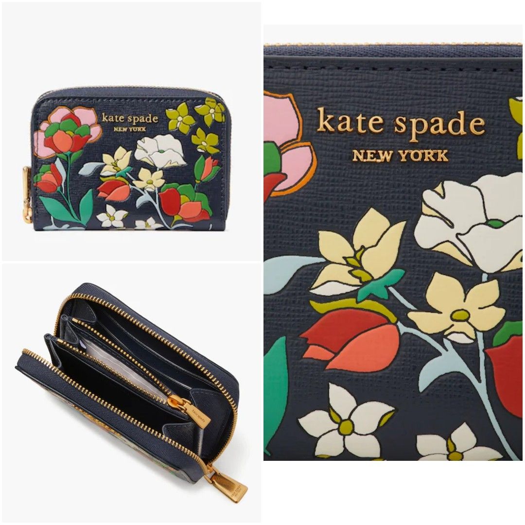 Kate Spade Morgan Flower Bed Embossed Card Case Wristlet In Blazer Blue  Multi