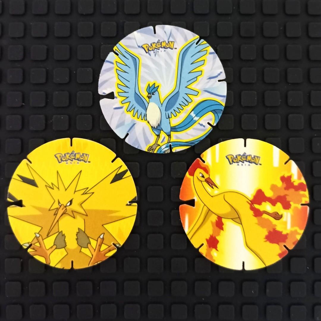 Set Tazos Pokemon Coin Chiki Legendary Birds Moltres Articuno Zapdos on