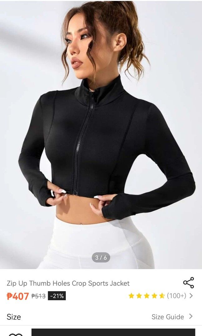 SHEIN Yoga Basic Zip Up Thumbholes Sports Bra & Sports Jacket