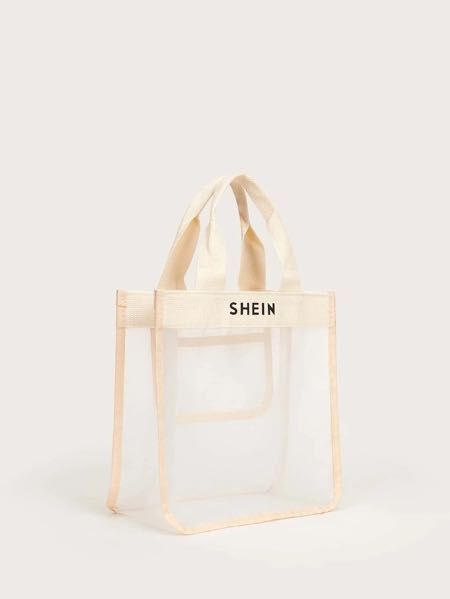 SHEIN Letter Graphic Mesh Tote Bag, Women's Fashion, Bags