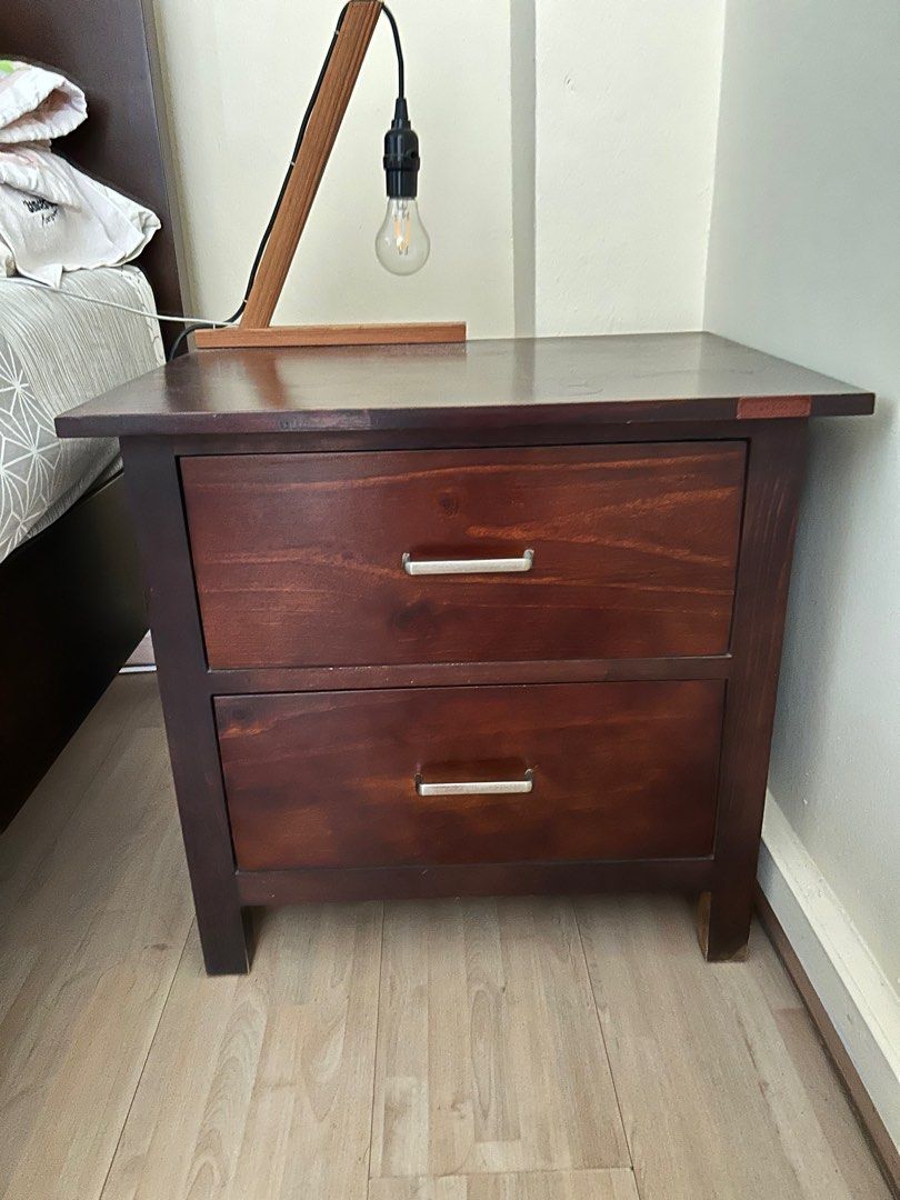 Solid wood bedside table X2, Furniture & Home Living, Bathroom & Kitchen Fixtures on Carousell