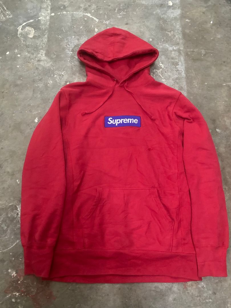 SUPREME RED PURPLE BOX LOGO HOODIE