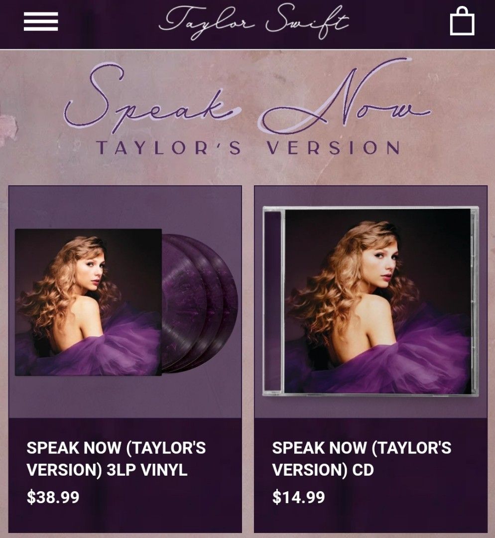 Taylor Swift #Speak Now (Taylor's Version) 美版US Version Pre