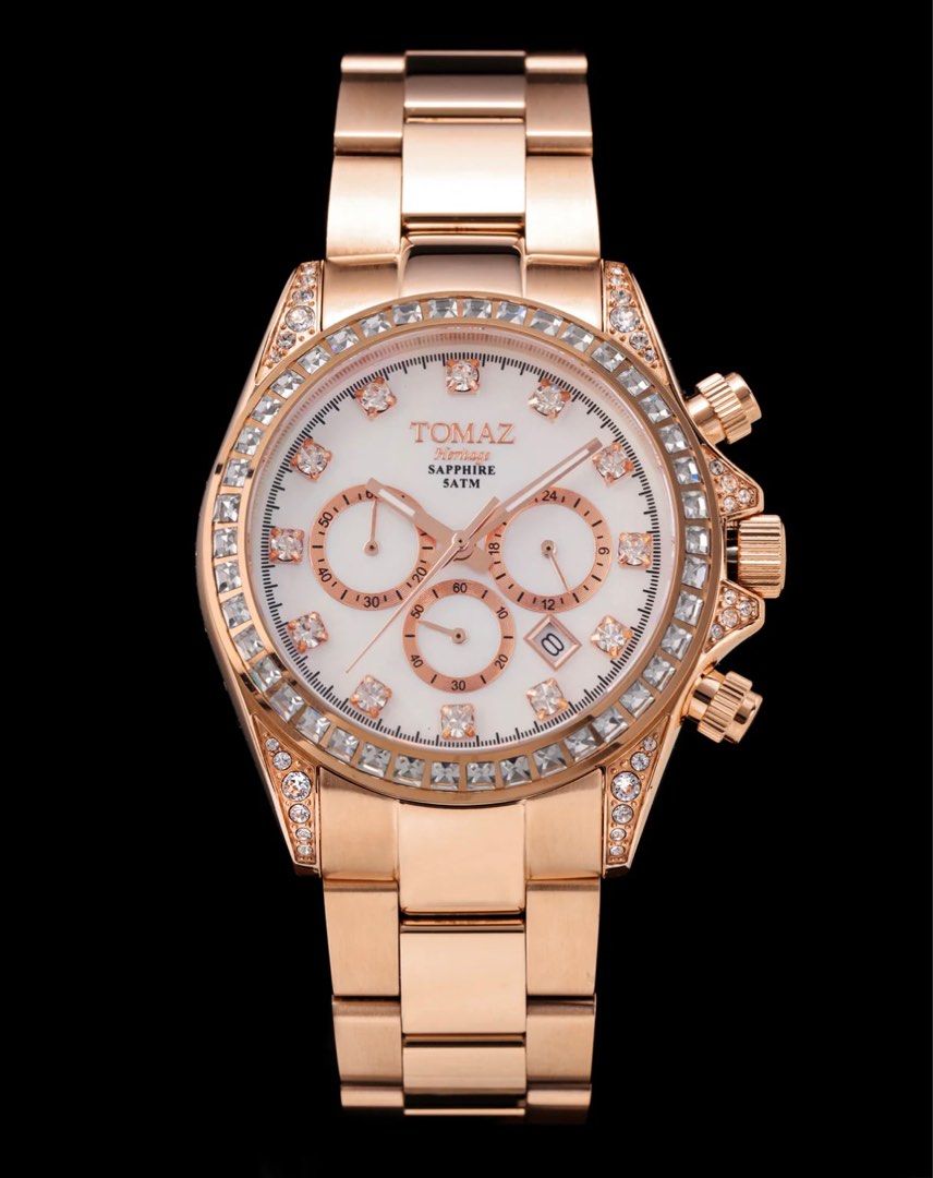 White and rose gold ladies watch outlet