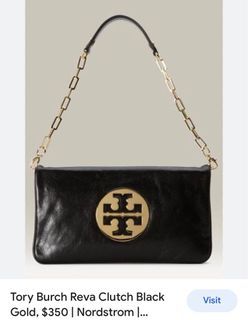 Tory Burch Reva Clutch Black Gold