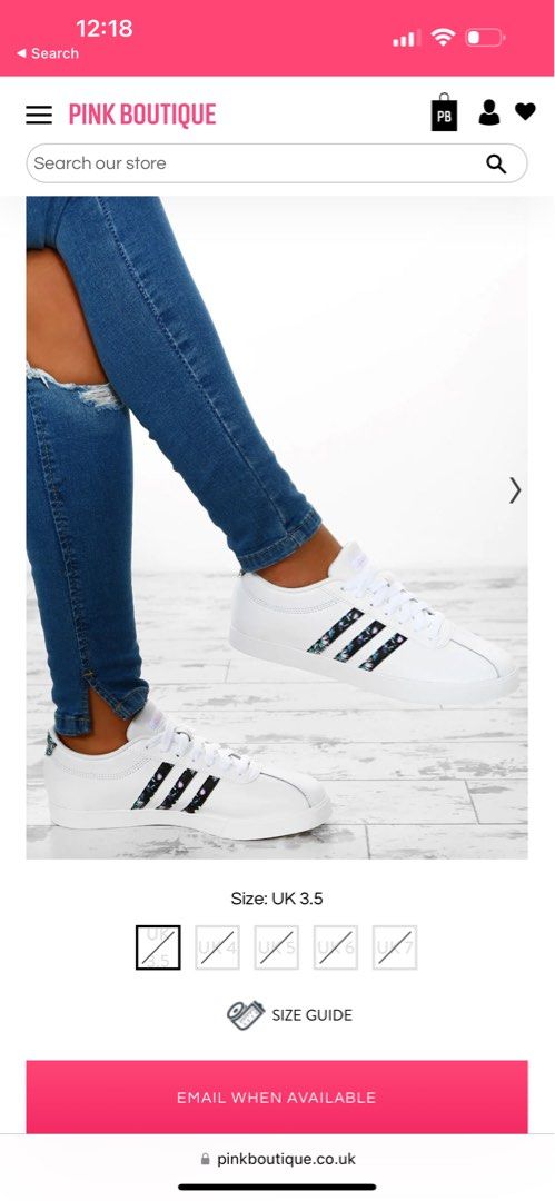 Adidas white courtset floral stripe trainers on sale
