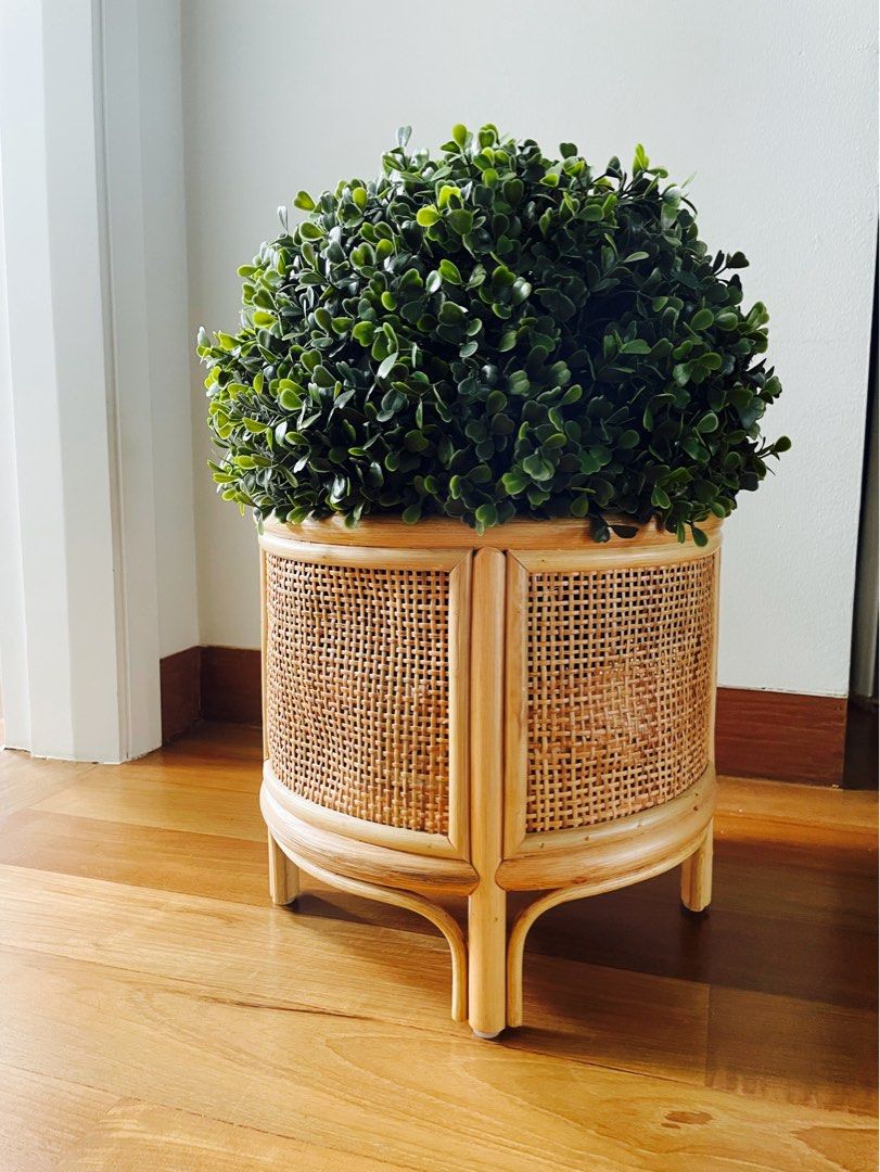 Urban Outfitters Rattan Planter, Furniture & Home Living, Home Decor