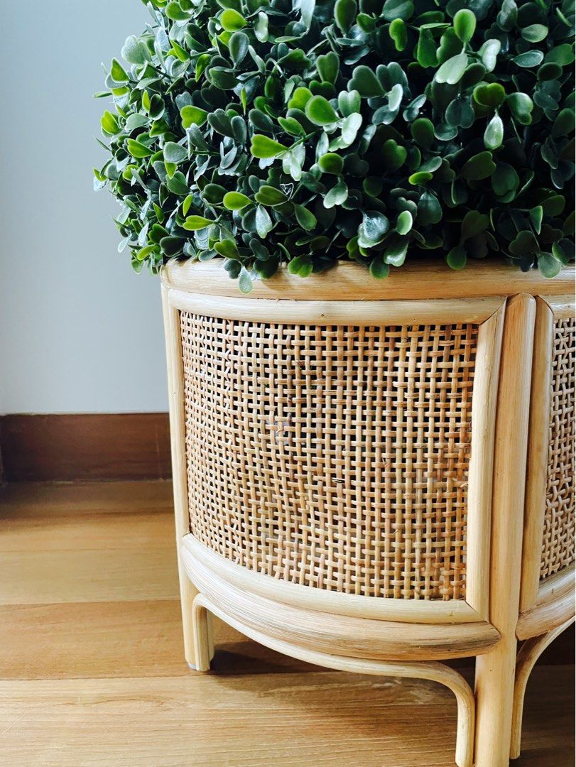 Urban Outfitters Rattan Planter, Furniture & Home Living, Home Decor