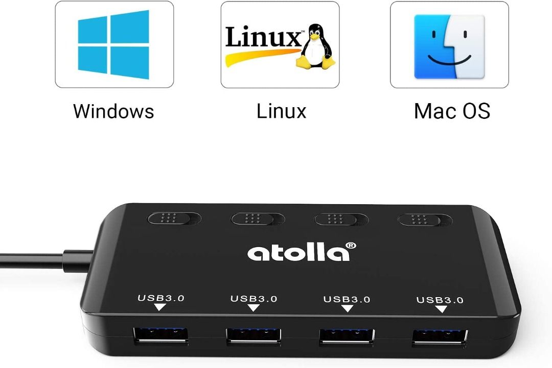 USB 3.0 Hub Splitter - USB Extender 4 Port USB Ultra Slim Data Hub with ...