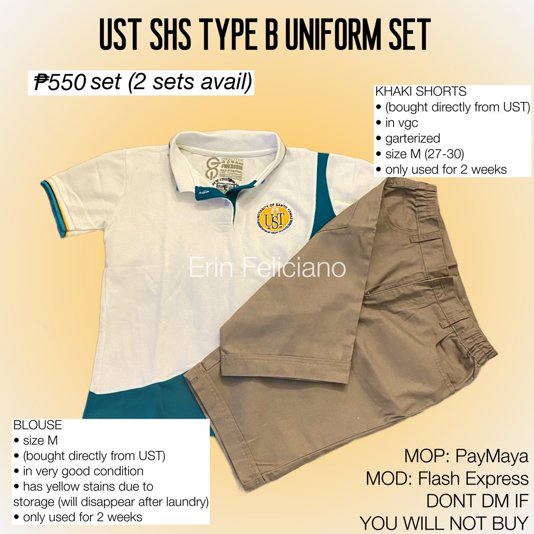 UST SHS Type B Uniform Set, Women's Fashion, Dresses & Sets, Sets or ...