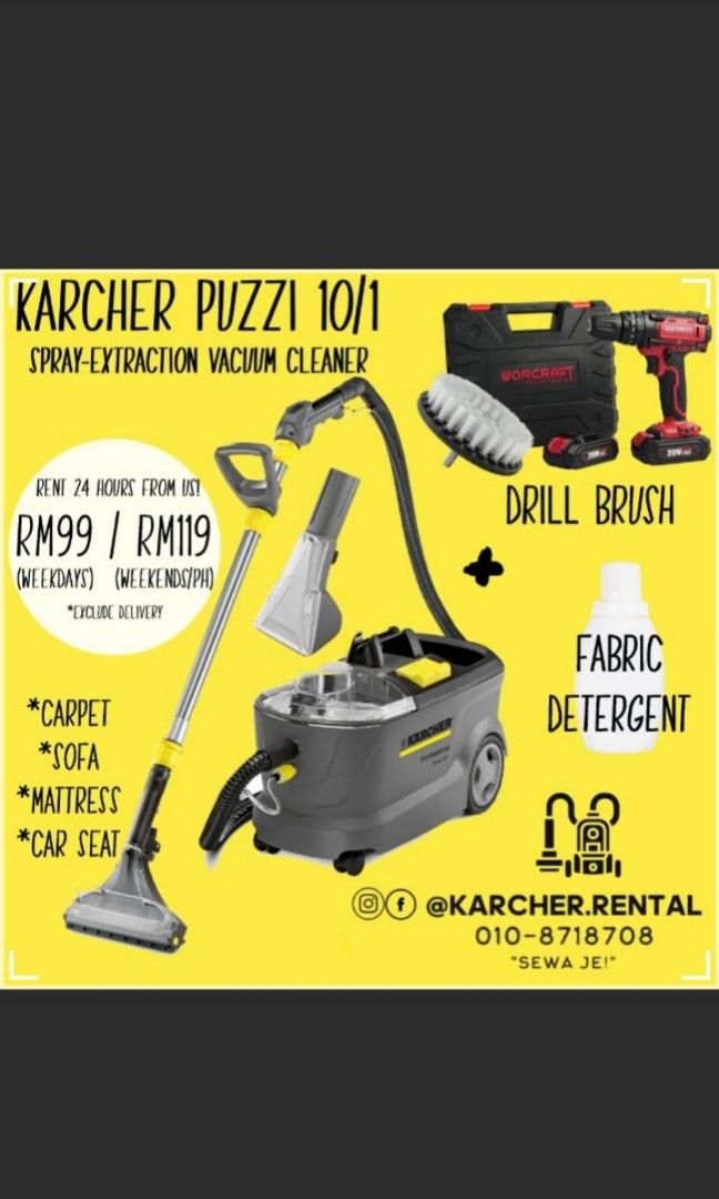 Vacuum Rental / Sewa Vacuum Karcher Puzzi untuk sofa, karpet, carseat