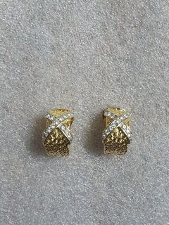 Vintage Soleil Italian 18K Gold Plated Clips-on Earrings 中古意大利18K萊茵石素金耳環夾64242491695875110