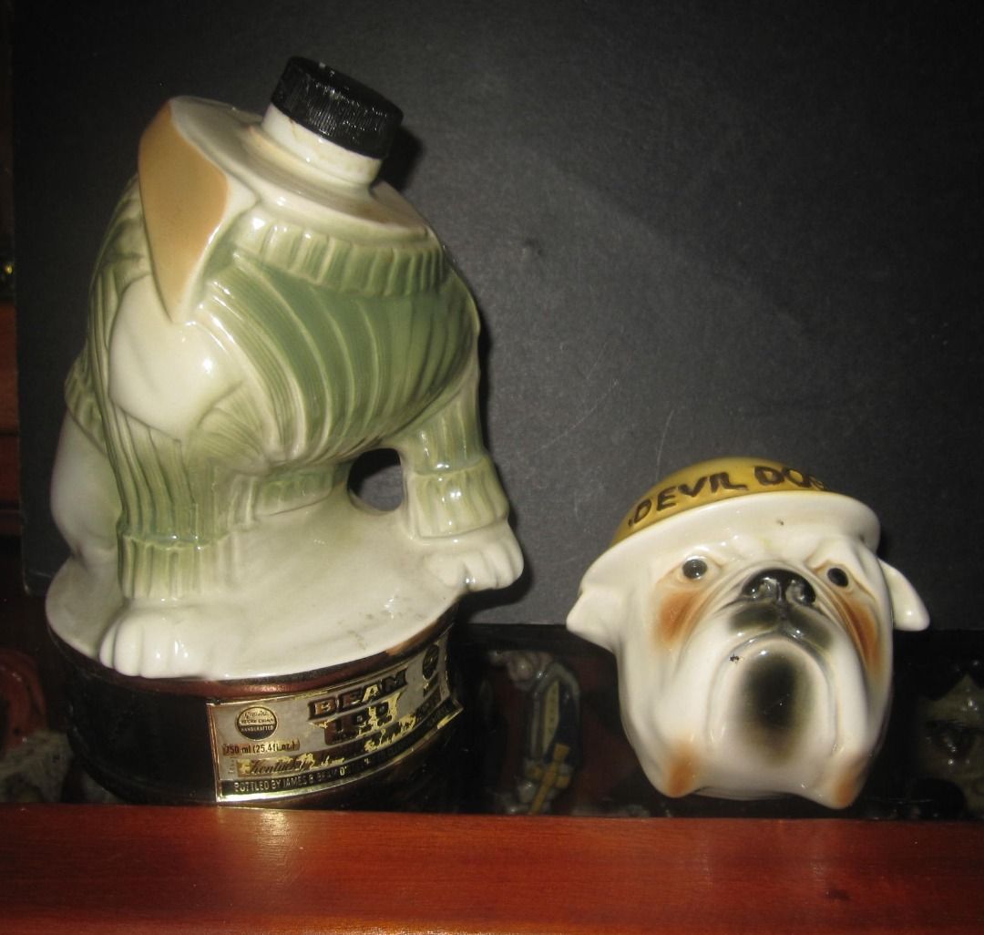 Vintage Jim Beam Bourbon Devil Dogs USMC Bulldog Dog Mascot 1979