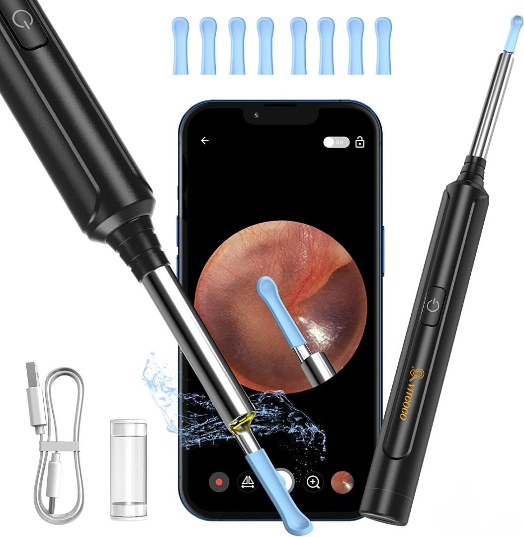 VITCOCO Ear Wax Removal, Wireless Ear Cleaner with 1296P HD Ear Camera and  3.9mm Ear Otoscope, Earwax Removal Tool with 6 LED Lights, Kids Adults Ear  Cleaning Endoscope for iPhone Android Phones