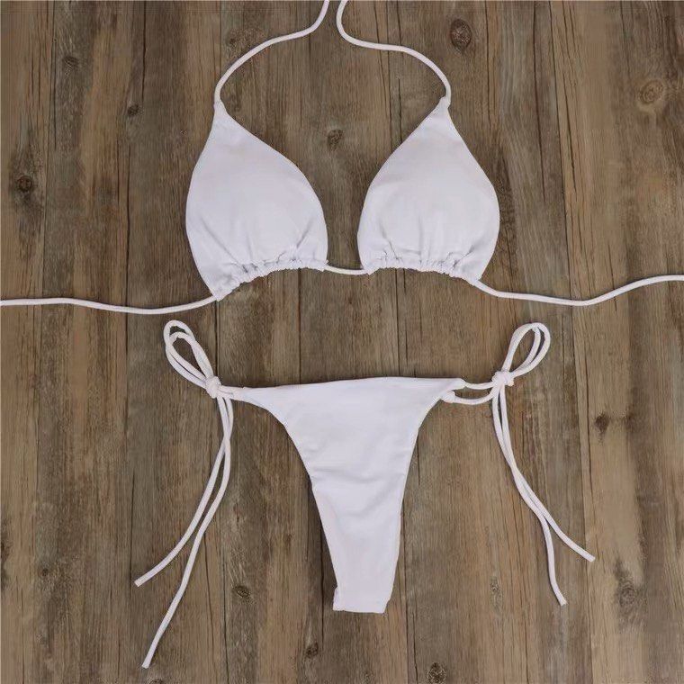 Tongliya Sailor style free split swimsuit small chest thin hollow bikini  swimsuit female Jinluoqi swimsuit white L