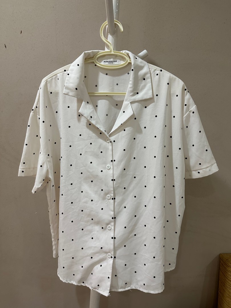 Black & White Silk Polka Dot Blouse (S) main image 1
