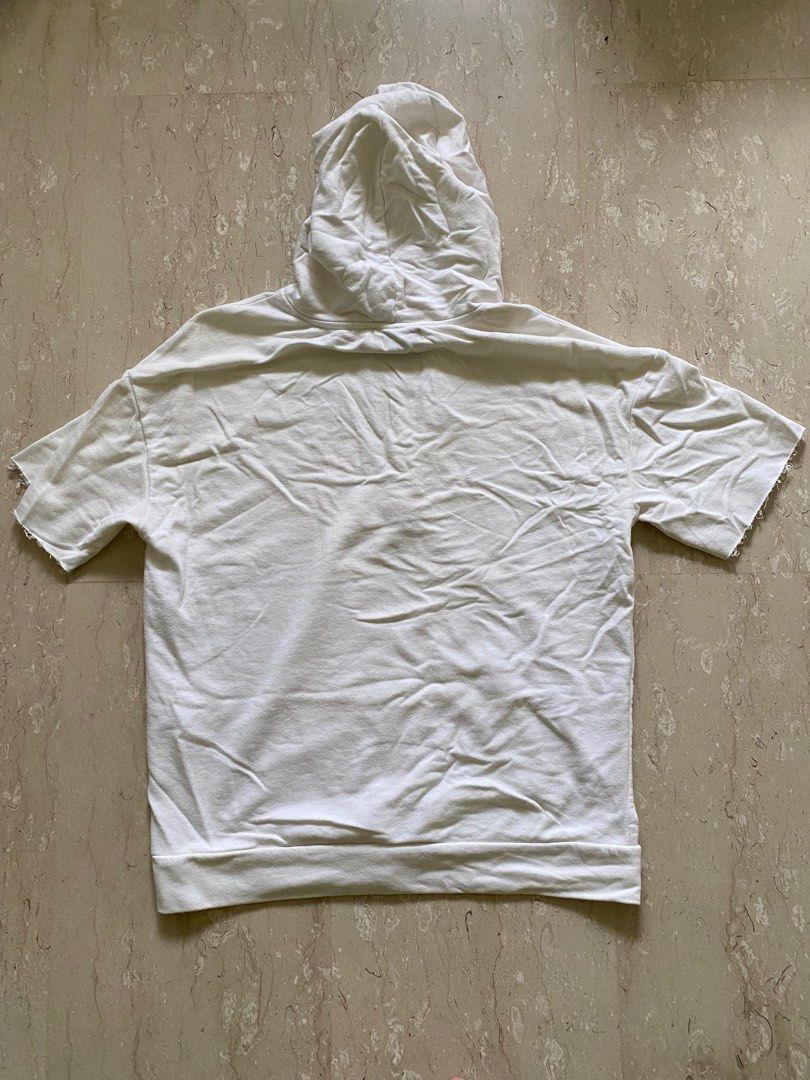 WTS ZARA HALF SLEEVE WHITE HOODIE SHIRT