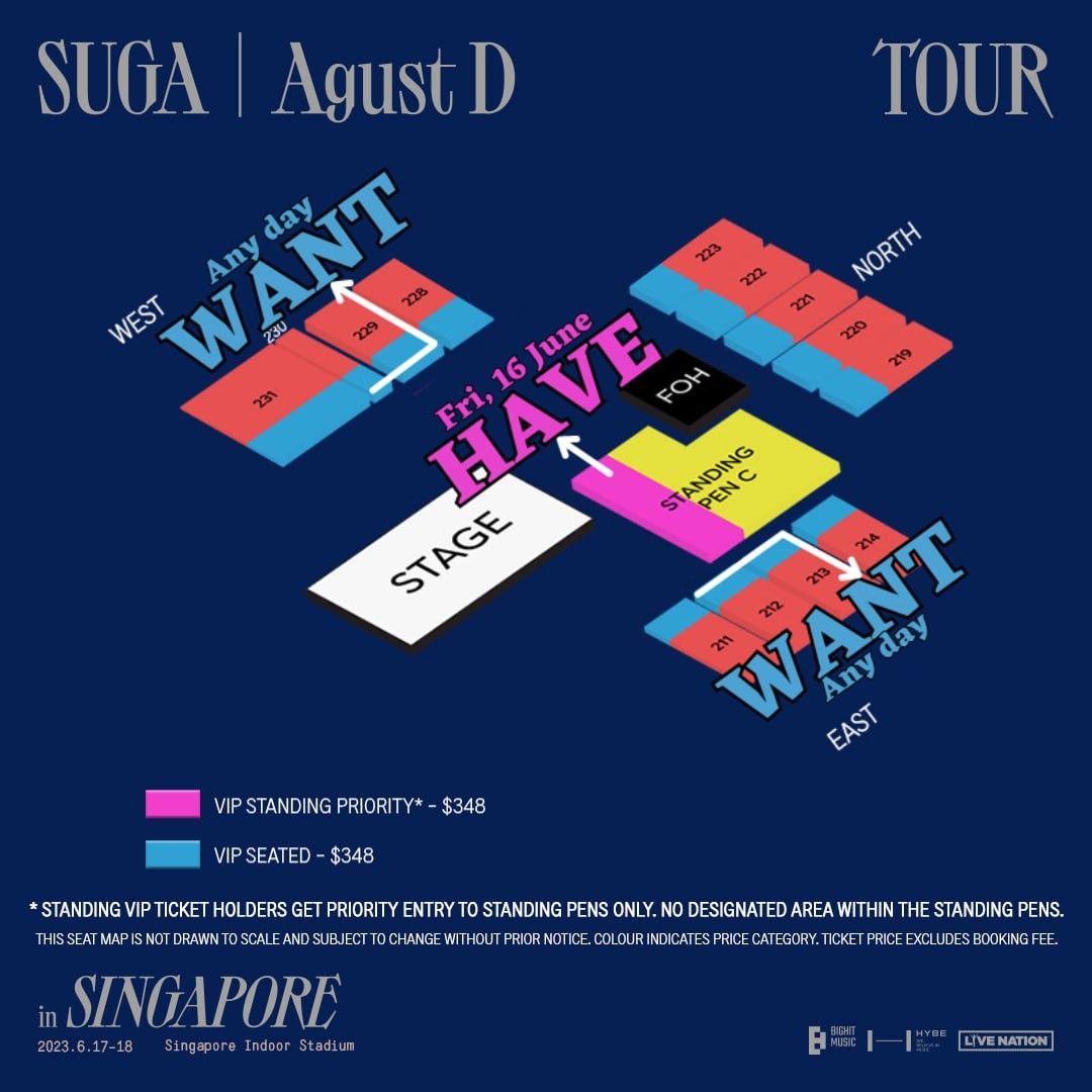 Wtt》Vip Standing Pen C To Vip Seated/Seating (4 Tickets) For Suga (Bts) |  Agust D Concert Tour 
