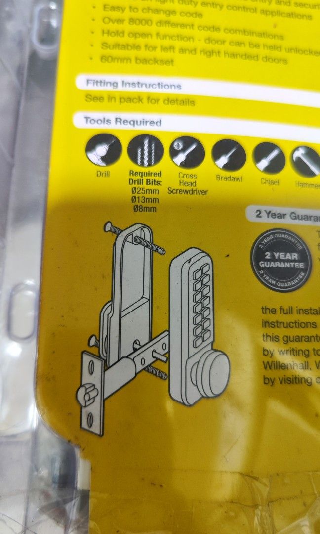 Yale Hold Open Push Button Lock Keyless Door Lock security, Furniture